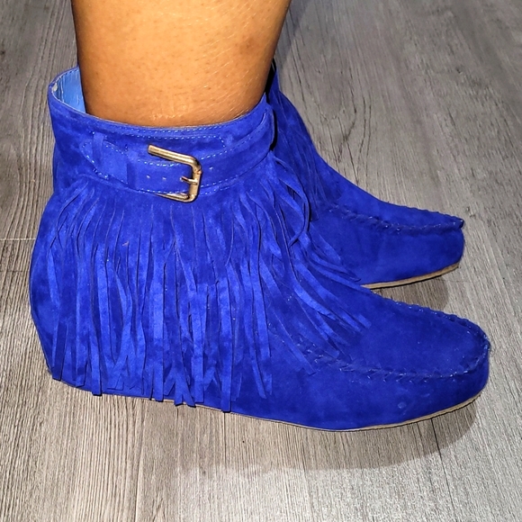 Liliana Shoes - Liliana Wedge Boots Royal blue size 11